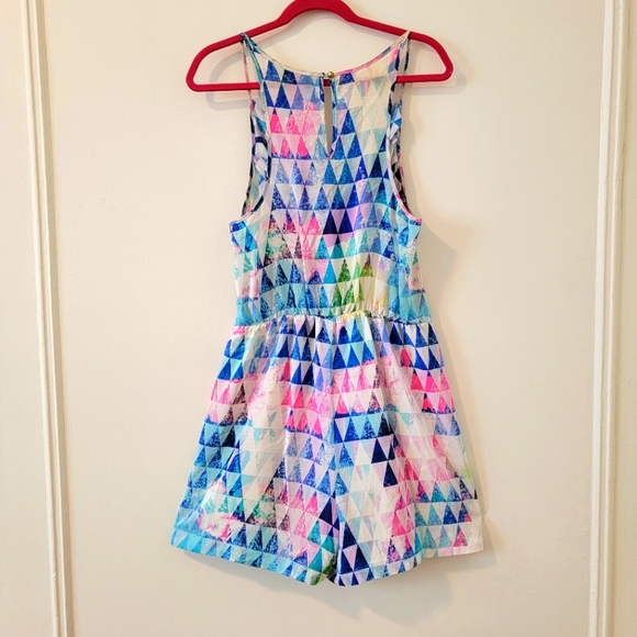 Amanda Uprichard for REVOLVE Geometric Pattern 100% Silk Romper - Size Large - Picture 3 of 16